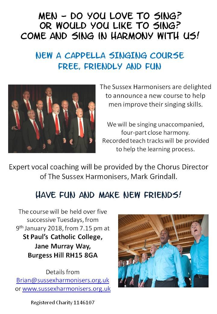 Men's A Cappella Singing Course - It's Magic! Live Charity Music ...